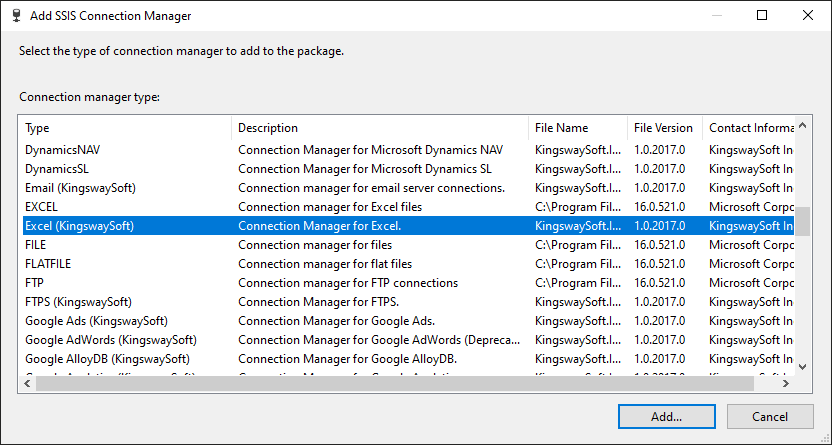 Add SSIS Excel Connection